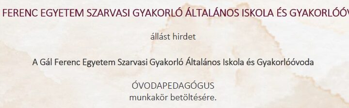 Álláshirdetés – Óvodapedagógus