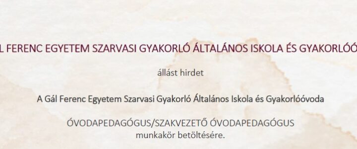 Álláshirdetés – Óvodapedagógus