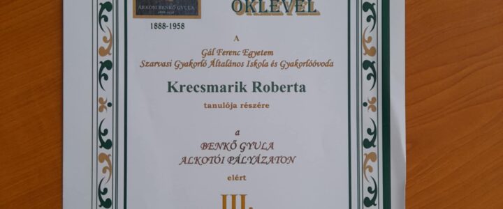 Krecsmarik Roberta 7. évfolyamos tanulónk III. helyezést ért el “A fülesbagoly” témájú rajz pályázaton