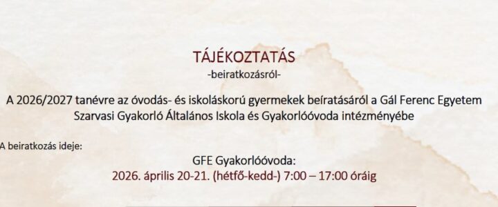 Tájékoztatás beiratkozásról